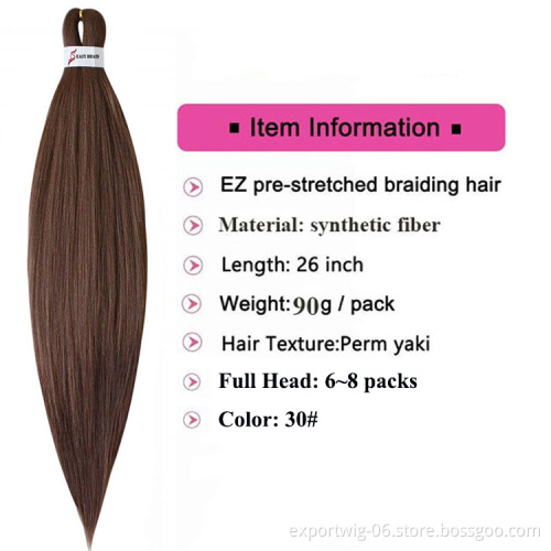 Pre Stretched Braiding Hair Box Braids Hair Extensions 26inch 90g Yaki Synthetic Fiber Private Label Ombre Color Easy Braid